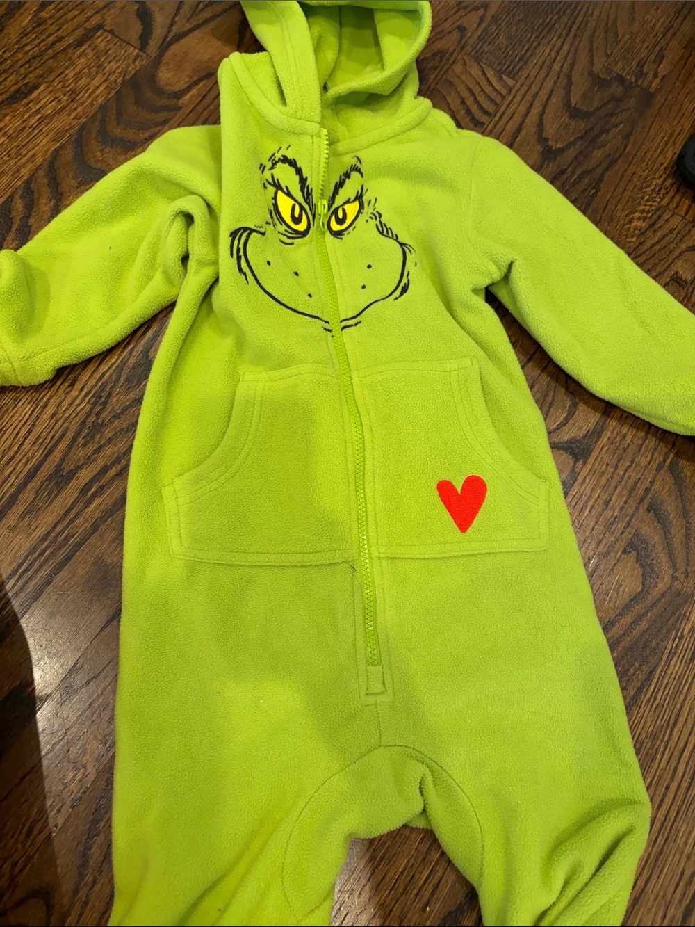 Hanna Andersson Lime Green Grinch Fleece One-Piece